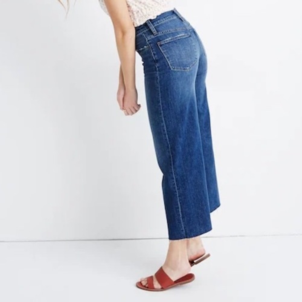 Madewell Tall Wide-Leg Crop Jeans Marsing Wash: Raw-Hem Edition High Rise Sz 29 - Picture 2 of 14